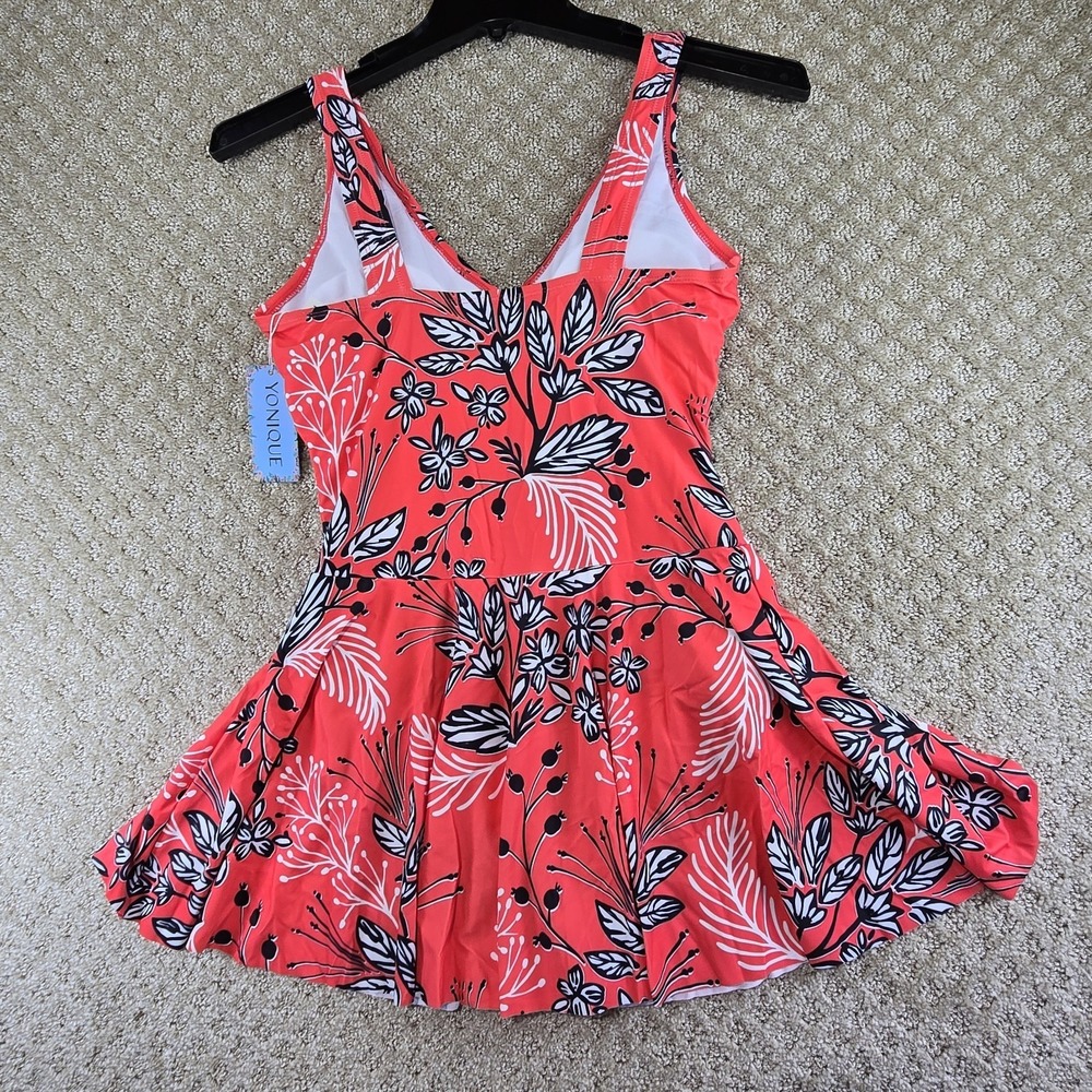 Yonique Swim Dress One Piece Swimsuit Women's Medium Coral Floral NWT - Picture 6 of 9